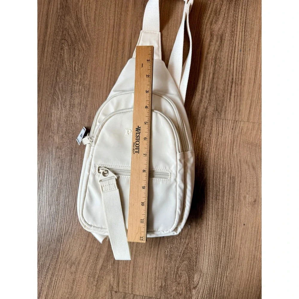 Victorias Secret PINK Cream Nylon Sling Bag Crossbody Backpack New